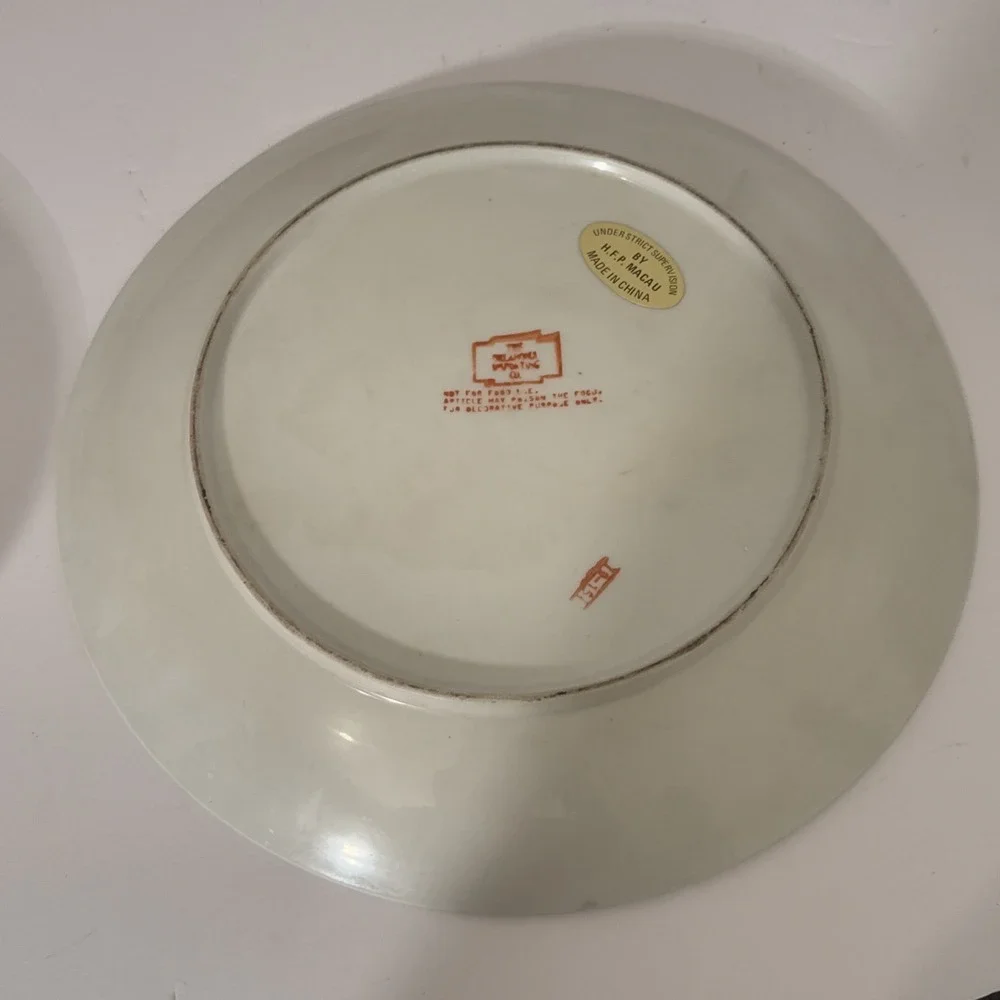 Vintage‎ Chinese HFP Macau Porcelain Hand Painted Decorative Plate 10 3/8